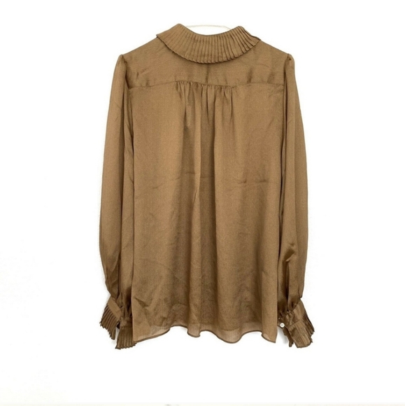 Ralph Lauren Gold Pleated Blouse - Picture 4 of 10